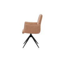 Interliving Esszimmer Serie 5505 - Armlehnstuhl mit Drehfunktion hellbraunes Flachgewebe 985-72 & schwarzes Metall