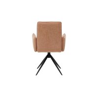 Interliving Esszimmer Serie 5505 - Armlehnstuhl mit Drehfunktion hellbraunes Flachgewebe 985-72 & schwarzes Metall
