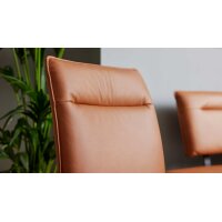 Interliving Esszimmer Serie 5505 - Esszimmerstuhl caramelfarbene Mikrofaser 925-72 & schwarzes Metall