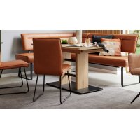 Interliving Esszimmer Serie 5505 - Esszimmerstuhl caramelfarbene Mikrofaser 925-72 & schwarzes Metall