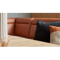 Interliving Esszimmer Serie 5505 - Eckbankkombination caramelfarbene Mikrofaser 925-72 & schwarzes Metall - Stellfläche ca. 169 x 215 cm