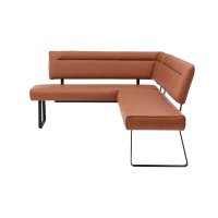 Interliving Esszimmer Serie 5505 - Eckbankkombination caramelfarbene Mikrofaser 925-72 & schwarzes Metall - Stellfläche ca. 169 x 215 cm