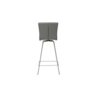 Interliving Esszimmer Serie 5122 – Barstuhl graue Mikrofaser Delphin & gebürsteter Edelstahl