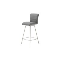 Interliving Esszimmer Serie 5122 – Barstuhl graue Mikrofaser Delphin & gebürsteter Edelstahl