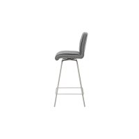Interliving Esszimmer Serie 5122 – Barstuhl graue Mikrofaser Delphin & gebürsteter Edelstahl