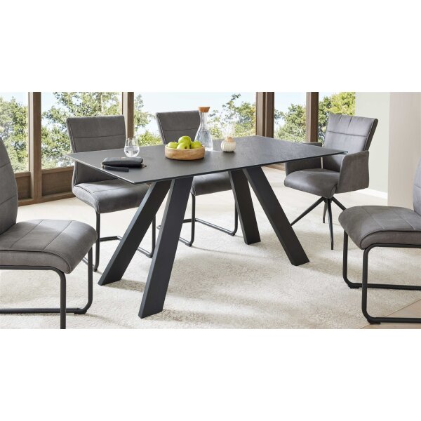 Interliving Esszimmer Serie 5122 – Esstisch schwarzes Glas & Metall - ca. 160 x 90 cm