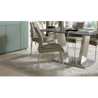 Interliving Esszimmer Serie 5122 – Polsterstuhl fangofarbenes Kunstleder LEA-TEX & gebürsteter Edelstahl