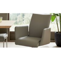 Interliving Esszimmer Serie 5122 – Armlehnstuhl mit Funktionen fangofarbenes Kunstleder LEA-TEX & gebürsteter Edelstahl