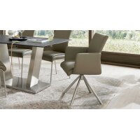 Interliving Esszimmer Serie 5122 – Armlehnstuhl mit Funktionen fangofarbenes Kunstleder LEA-TEX & gebürsteter Edelstahl