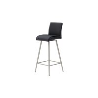 Interliving Esszimmer Serie 5122 – Barhocker schwarzes Kunstleder LEA-TEX & gebürsteter Edelstahl