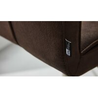 Interliving Esszimmer Serie 5122 – Tresenstuhl mit Liftfunktion rostbraune Mikrofaser & gebürsteter Edelstahl