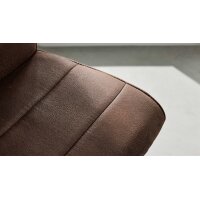 Interliving Esszimmer Serie 5122 – Tresenstuhl mit Liftfunktion rostbraune Mikrofaser & gebürsteter Edelstahl