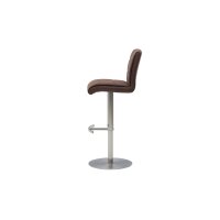 Interliving Esszimmer Serie 5122 – Tresenstuhl mit Liftfunktion rostbraune Mikrofaser & gebürsteter Edelstahl