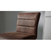 Interliving Esszimmer Serie 5122 – Tresenstuhl mit Liftfunktion rostbraune Mikrofaser & gebürsteter Edelstahl