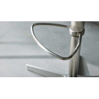 Interliving Esszimmer Serie 5122 – Barhocker mit Liftfunktion farngrüne Mikrofaser & gebürsteter Edelstahl