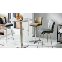 Interliving Esszimmer Serie 5122 – Bartisch graues Glas & Edelstahl - Durchmesser ca. 90 cm