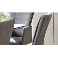 Interliving Esszimmer Serie 5122 – Schwingstuhl onyxfarbene Mikrofaser & mattschwarzes Metall
