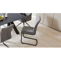 Interliving Esszimmer Serie 5122 – Schwingstuhl onyxfarbene Mikrofaser & mattschwarzes Metall