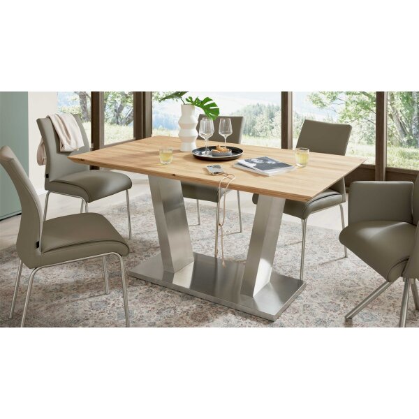 Interliving Esszimmer Serie 5122 – Esstisch Wildeiche & Edelstahl - ca. 160 x 90 cm