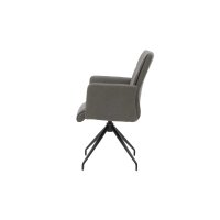 Interliving Esszimmer Serie 5122 – Armlehnstuhl onyxfarbene Mikrofaser & mattschwarzes Metall