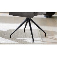Interliving Esszimmer Serie 5122 – Armlehnstuhl onyxfarbene Mikrofaser & mattschwarzes Metall