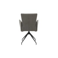 Interliving Esszimmer Serie 5122 – Armlehnstuhl onyxfarbene Mikrofaser & mattschwarzes Metall