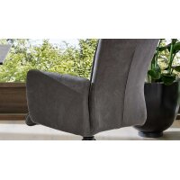 Interliving Esszimmer Serie 5122 – Armlehnstuhl onyxfarbene Mikrofaser & mattschwarzes Metall