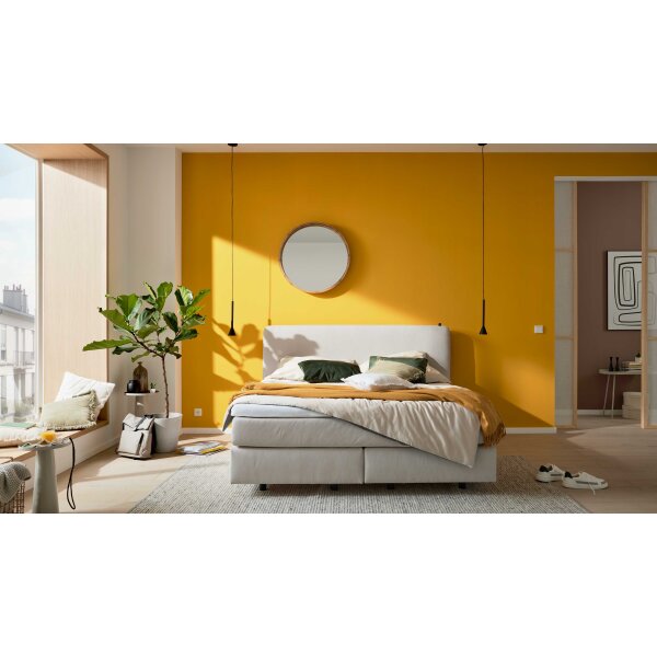 Interliving Bettensystem Serie 1420 - Boxspringbett naturfarbener Stoffbezug Cleo - Liegefläche ca. 180 x 200 cm
