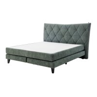 Interliving Bettensystem Serie 1420 - Boxspringbett moosgrüne Chenille Toni & schwarze Holzfüße - Liegefläche ca. 180 x 200 cm