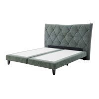 Interliving Bettensystem Serie 1420 - Boxspringbett moosgrüne Chenille Toni & schwarze Holzfüße - Liegefläche ca. 180 x 200 cm