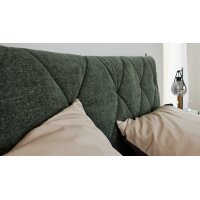Interliving Bettensystem Serie 1420 - Boxspringbett moosgrüne Chenille Toni & schwarze Holzfüße - Liegefläche ca. 180 x 200 cm