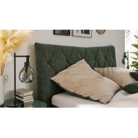 Interliving Bettensystem Serie 1420 - Boxspringbett moosgrüne Chenille Toni & schwarze Holzfüße - Liegefläche ca. 180 x 200 cm
