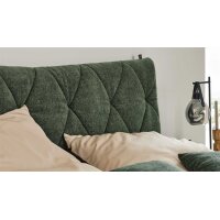 Interliving Bettensystem Serie 1420 - Boxspringbett moosgrüne Chenille Toni & schwarze Holzfüße - Liegefläche ca. 180 x 200 cm