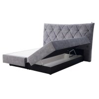Interliving Bettensystem Serie 1420 - Boxspringbett mit Bettkasten silberfarbener Strickvelours Auri - Liegefläche ca. 180 x 200 cm