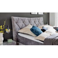 Interliving Bettensystem Serie 1420 - Boxspringbett mit Bettkasten silberfarbener Strickvelours Auri - Liegefläche ca. 180 x 200 cm