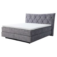 Interliving Bettensystem Serie 1420 - Boxspringbett mit Bettkasten silberfarbener Strickvelours Auri - Liegefläche ca. 180 x 200 cm