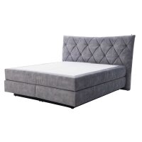 Interliving Bettensystem Serie 1420 - Boxspringbett mit Bettkasten silberfarbener Strickvelours Auri - Liegefläche ca. 180 x 200 cm