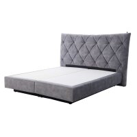 Interliving Bettensystem Serie 1420 - Boxspringbett mit Bettkasten silberfarbener Strickvelours Auri - Liegefläche ca. 180 x 200 cm