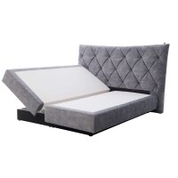 Interliving Bettensystem Serie 1420 - Boxspringbett mit Bettkasten silberfarbener Strickvelours Auri - Liegefläche ca. 180 x 200 cm