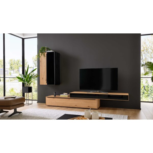 Interliving Wohnzimmer Serie 2033 - Wohnwand Asteiche - dreiteilig, Breite ca. 303 cm