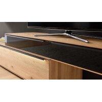 Interliving Wohnzimmer Serie 2033 - Lowboard dunkelgraues Glas & Asteiche - zwei Schubladen, Länge ca. 182 cm