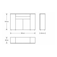 Interliving Wohnzimmer Serie 2031 - Highboard Schilfgrün - Breite ca. 150 cm