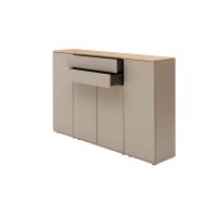 Interliving Wohnzimmer Serie 2031 - Highboard Grau & Risseiche - vier Türen, zwei Schubladen, Breite ca. 180 cm