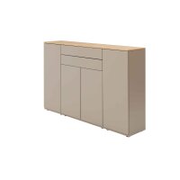 Interliving Wohnzimmer Serie 2031 - Highboard Grau & Risseiche - vier Türen, zwei Schubladen, Breite ca. 180 cm