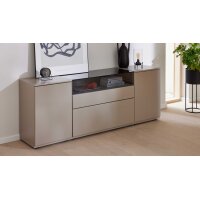 Interliving Wohnzimmer Serie 2031 - Sideboard Grau & Risseiche - zwei Türen, zwei Schubladen, Breite ca. 180 cm