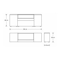 Interliving Wohnzimmer Serie 2031 - Sideboard Grau & Risseiche - zwei Türen, zwei Schubladen, Breite ca. 180 cm