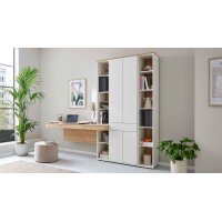 Interliving Wohnzimmer Serie 2031 - Homeoffice-Kombination Tonweiß & Risseiche - Länge ca. 255 cm
