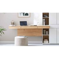 Interliving Wohnzimmer Serie 2031 - Homeoffice-Kombination Tonweiß & Risseiche - Länge ca. 255 cm