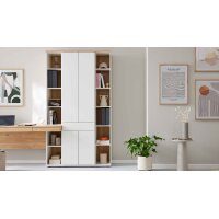 Interliving Wohnzimmer Serie 2031 - Homeoffice-Kombination Tonweiß & Risseiche - Länge ca. 255 cm