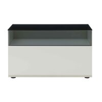 Interliving Wohnzimmer Serie 2031 - Lowboard als Medienmöbel Tonweiß & graues Glas - zwei Türen, eine Schublade, Breite ca. 180 cm